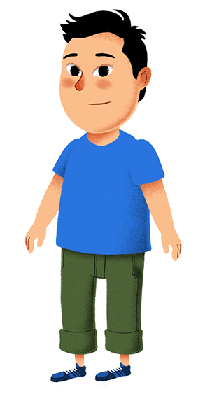 Cartoon boy character illustration representing young patient for healthcare website