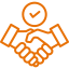 Handshake icon with location pin representing trusted healthcare partnership and clinic accessibility
